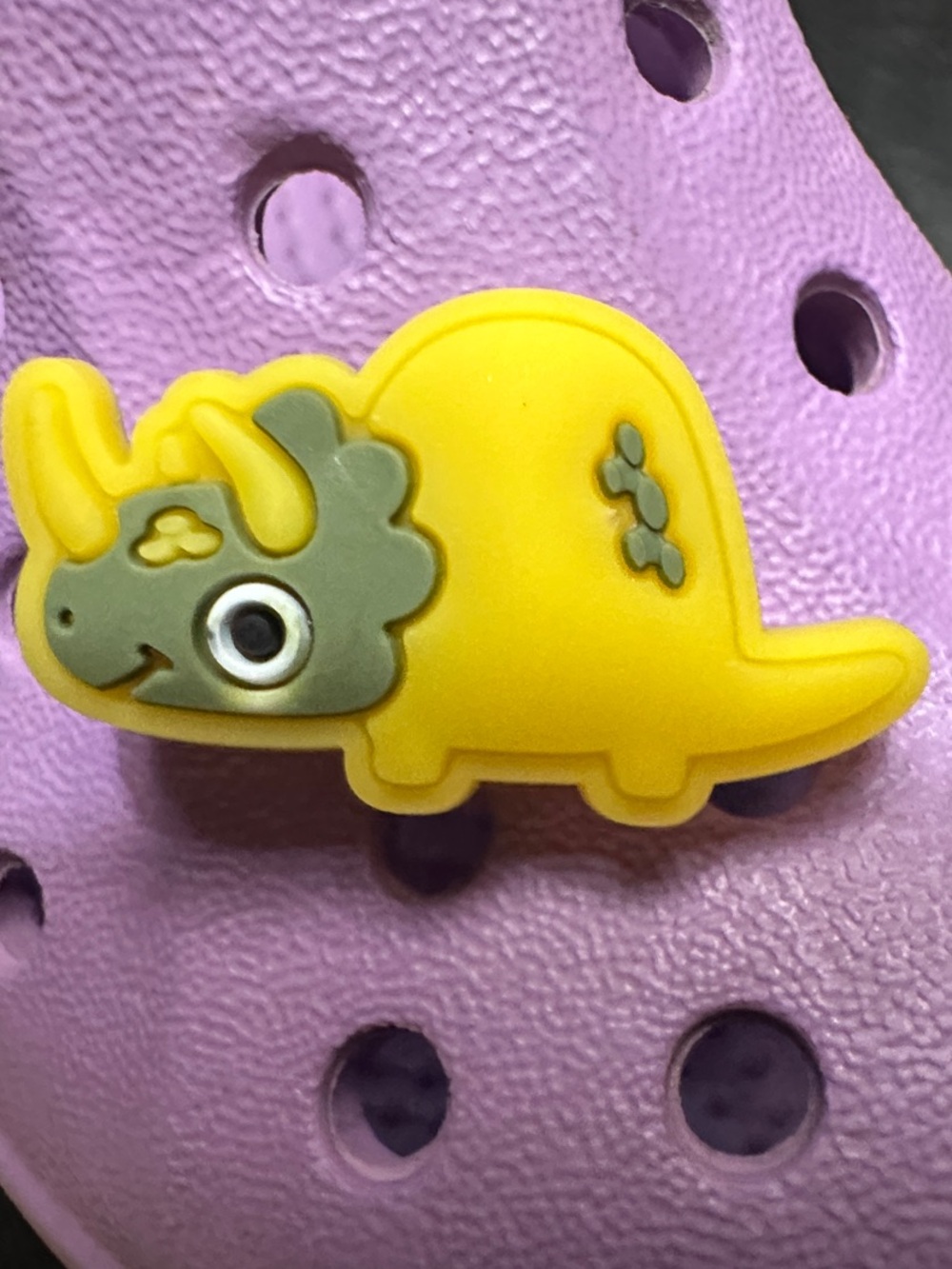 Jibbitz Yellow and Gray Triceratops Shoe Charm